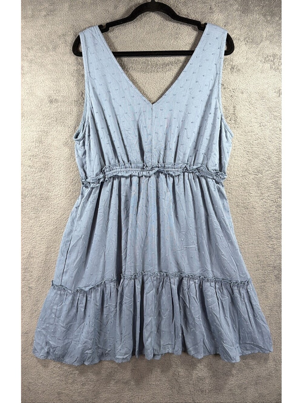 Lulus Blue Swiss Dot Tiered Mini Dress Sleeveless V-Neck Women Size XL - Picture 12 of 13